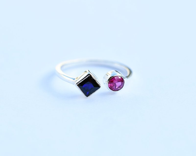 Sapphire and ruby ​​Silver ring Silver925 - แหวนทั่วไป - หิน สีน้ำเงิน