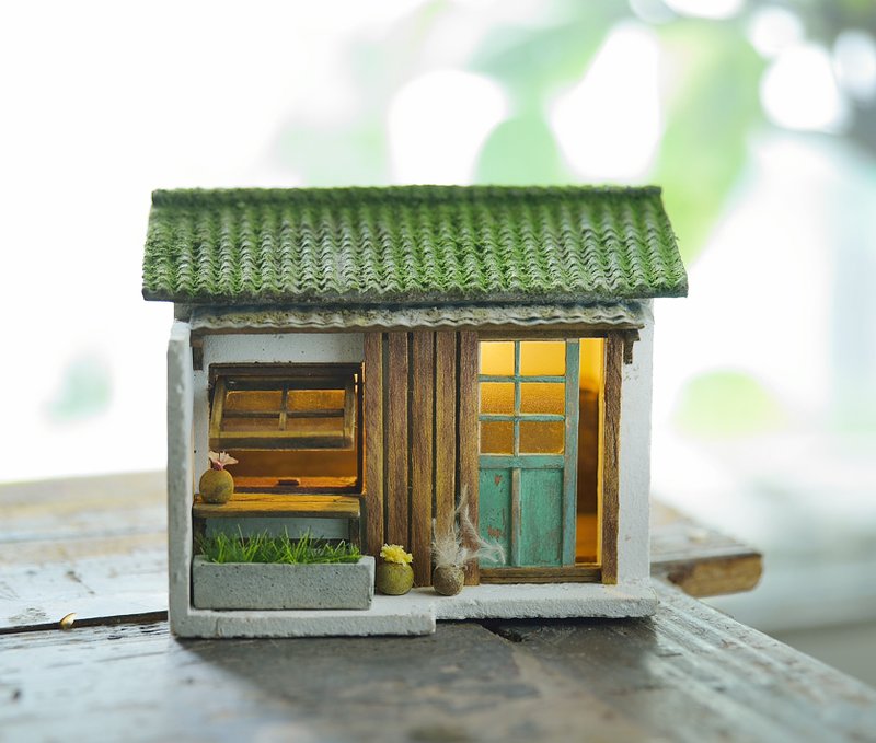 水泥老屋創作--青苔屋頂小屋(訂製) - 擺飾/家飾品 - 水泥 咖啡色