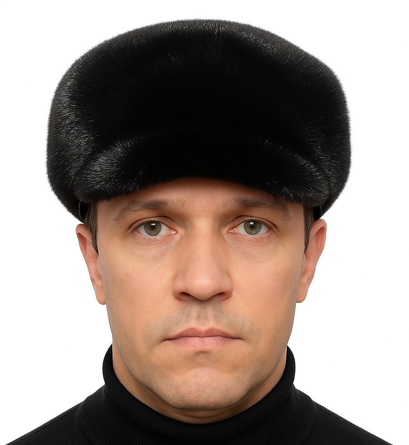 Newsboy Cap Mens Fur Hat Winter Russian Fur Hat Warm Real Fur Hat Men Mink Hat - 帽子 - 羊毛 黑色