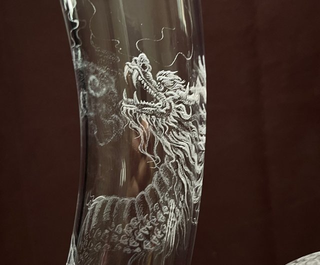 龍と雲が絡み合う | 嘉真年作】純手彫り デカンタ1500cc デキャンタ