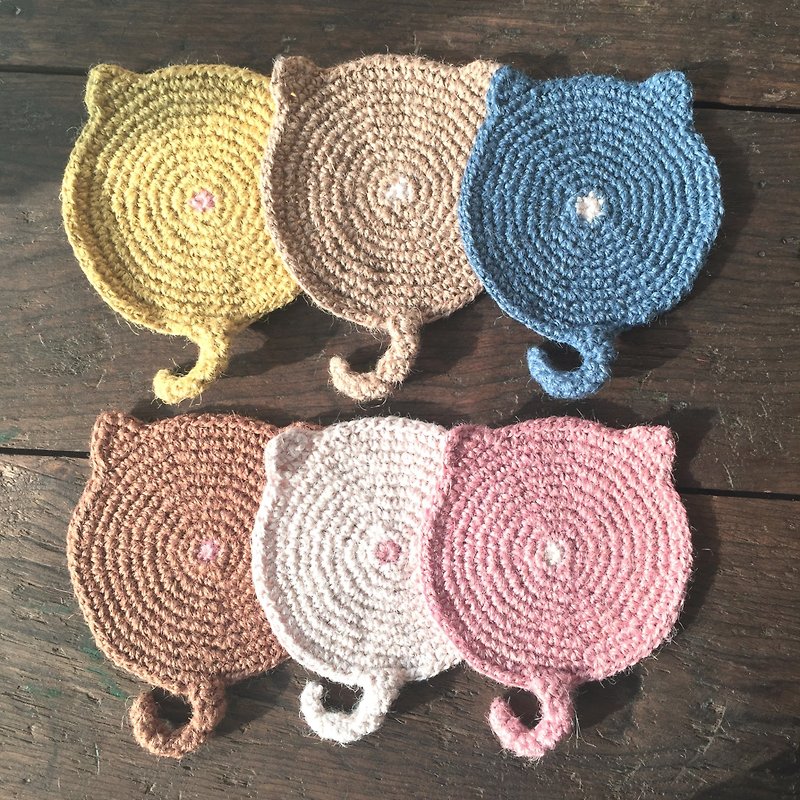 Retrieve the first touched woven cat back shadow coaster five-piece family group - Coasters - Cotton & Hemp 