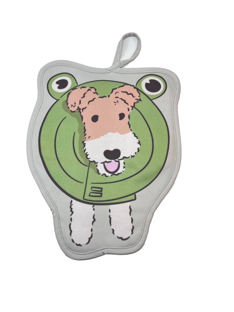 Wirefoxterrier 剛毛獵狐梗 造型擦手巾 青蛙梗 灰 - 毛巾/浴巾 - 聚酯纖維 灰色