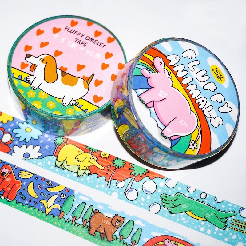 Fluffy Animal Tape - Washi Tape - Paper Multicolor