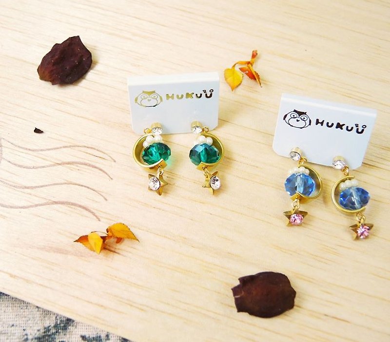 §HUKUROU§ Crystal Earth Star Earrings (Earth Star) - Earrings & Clip-ons - Other Materials 