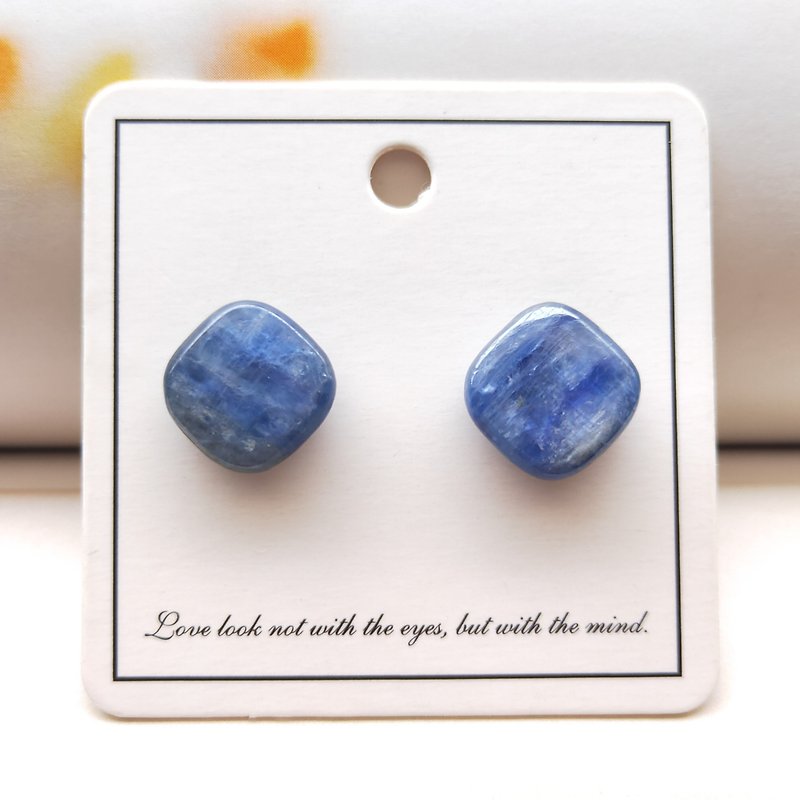 藍晶石耳釘 天然礦物耳飾 不對稱銀飾 - 耳環/耳夾 - 其他材質 
