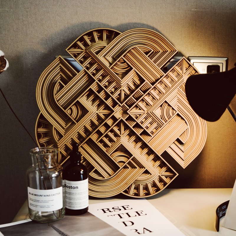 STEREOWOOD  Good Luck Knot Multi-Layer Wooden Wall Art, Stereoscopic 3D Decor - โปสเตอร์ - ไม้ 