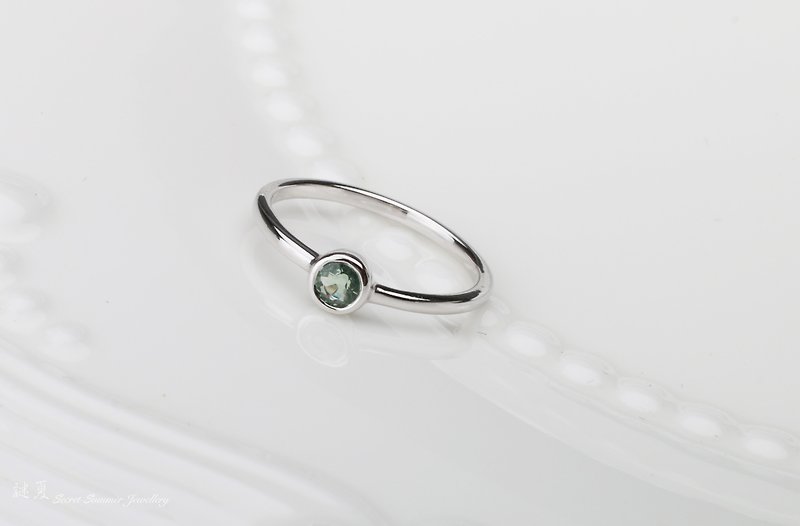 Handmade 925 sterling silver x natural birthday Gemstone[simple ring] with jewelry plating - General Rings - Sterling Silver Multicolor