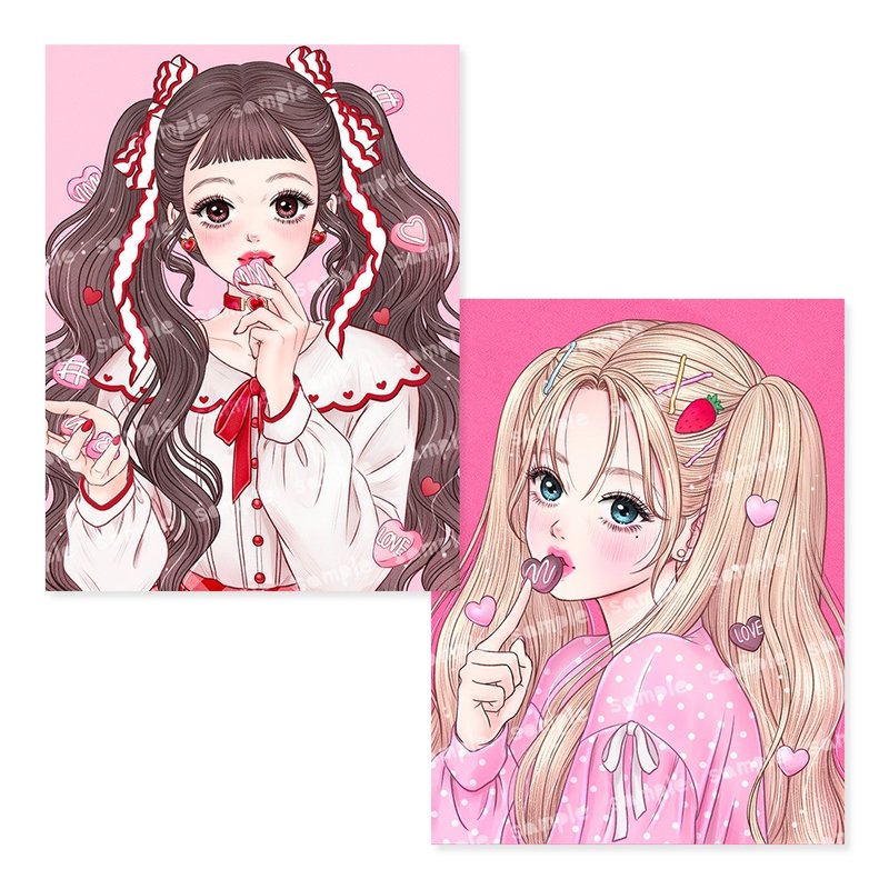 Yui & Rina post card (2Design) - 卡片/明信片 - 紙 