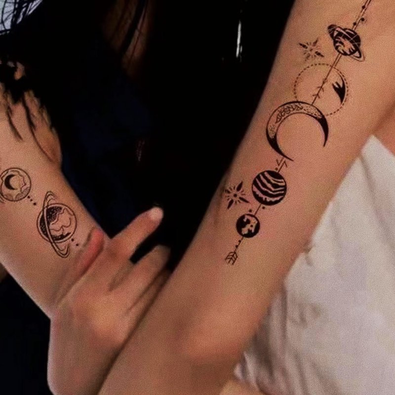 Send 2 pictures [Moon Pendant] Realistic semi-permanent tattoo pattern herbal tattoo stickers simulation long-lasting waterproof - สติ๊กเกอร์แทททู - กระดาษ หลากหลายสี