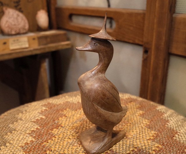 ヴィンテージ　オブジェ　置物　アヒル アメリカ ヴィンテージ 木彫り アヒル 置物 -通販-ローズボール