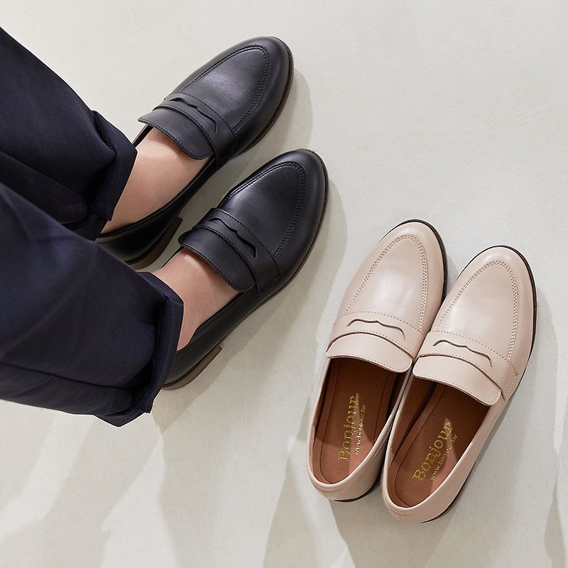 Spot MIT high standard genuine leather loafers in all stages - รองเท้าอ็อกฟอร์ดผู้หญิง - หนังแท้ สีกากี