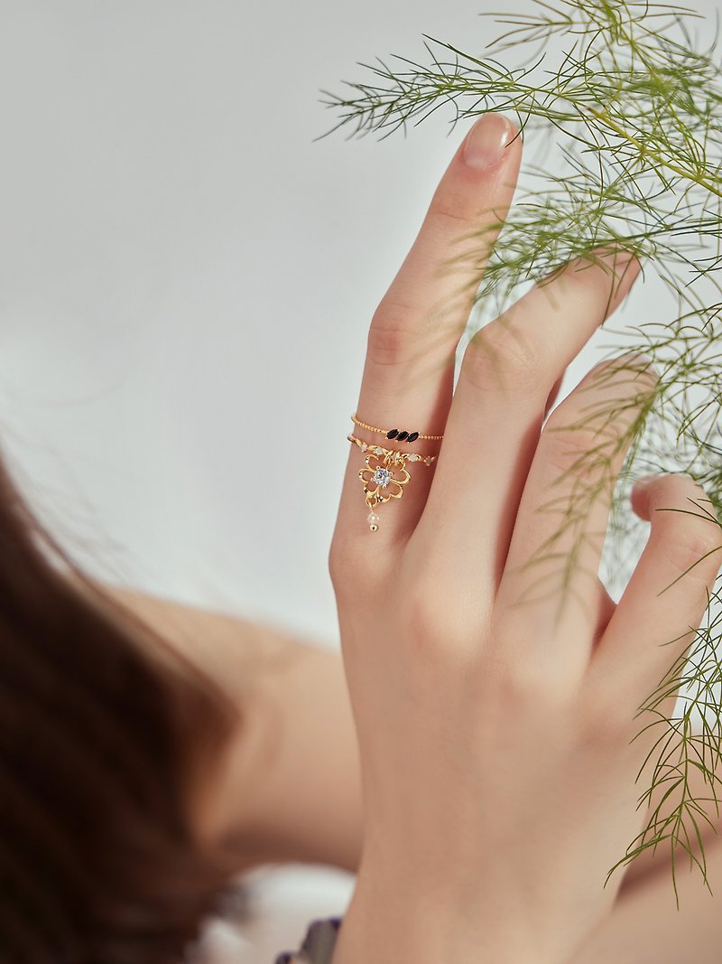 First encounter. MUCHAT handmade 14+18KGP clover two-color Stone ring - General Rings - Other Materials Gold