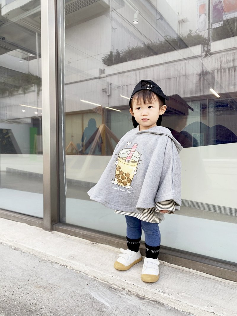 Kid-Mochi Rabbit Baby Milk Kids Thick Cloak Hoody (Dark Linen) - เสื้อโค้ด - ผ้าฝ้าย/ผ้าลินิน สีเทา