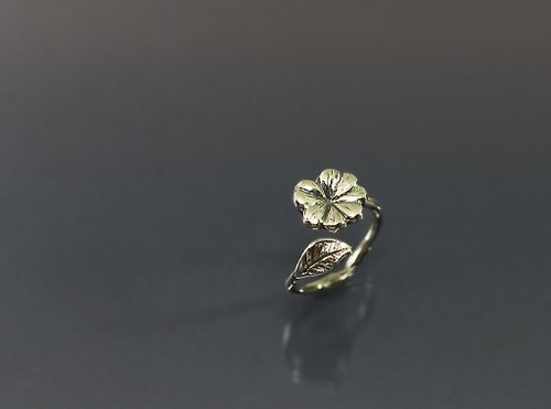 Maple jewelry design 植物系列-幸運草開口925銀戒