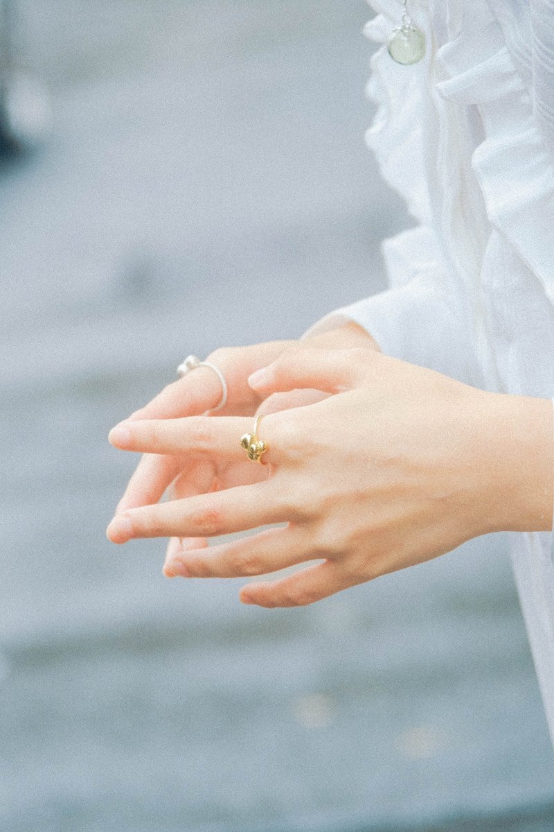 Silver and Bronze Gathered Bubble Ring / Two Colors - แหวนทั่วไป - เงินแท้ สีเงิน