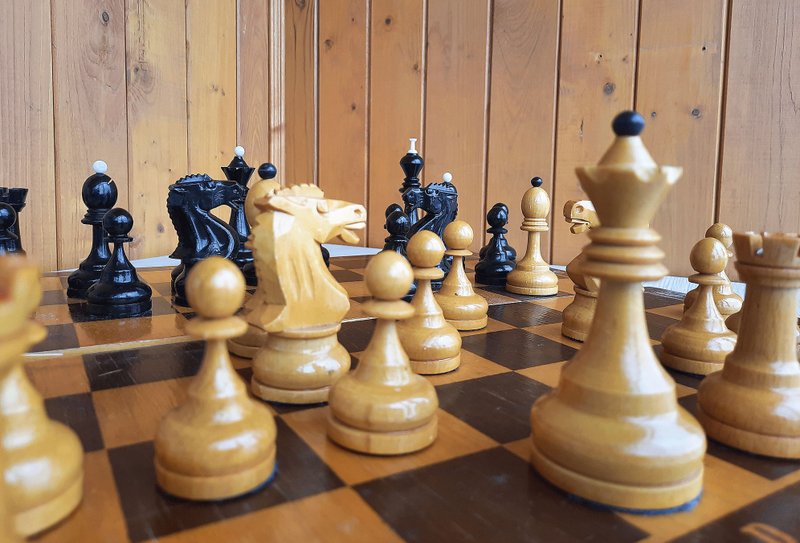 Grandmaster tournament Soviet chess set -  big wooden weighted chess pieces USSR - 桌遊/卡牌 - 木頭 多色