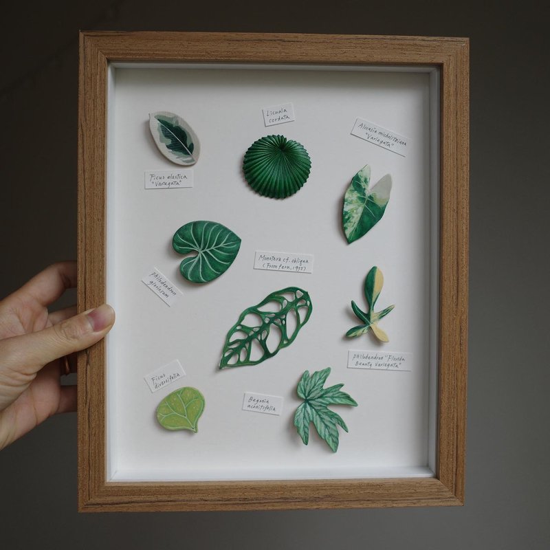 8-leaf leather foliage photo frame - กรอบรูป - หนังแท้ สีเขียว