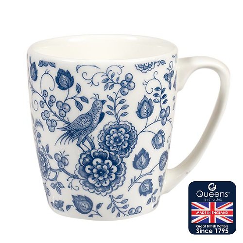 Churchill 1795 Churchill | Queens 精瓷馬克杯 經典藍白花卉系列 300ml 毛櫻桃