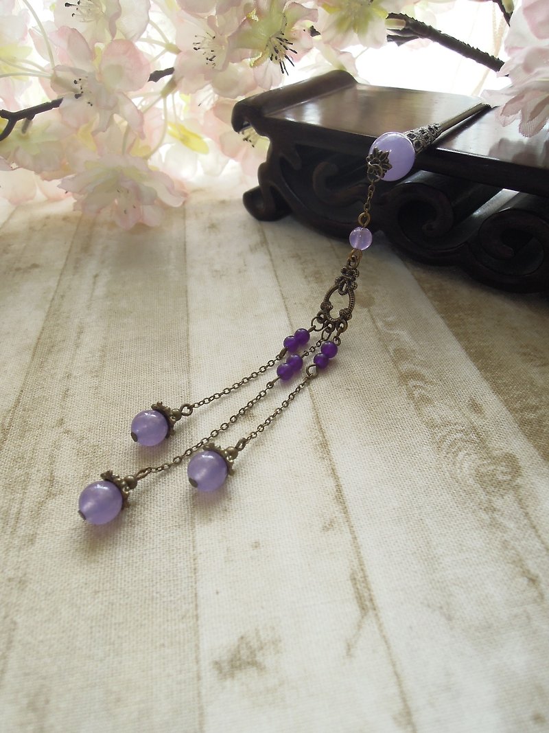 Pingyun Pavilion-Lotus Root Yuchun Breeze Light Purple Version Classical Temperament Chinese Style Step by Step - Hair Accessories - Other Metals Purple