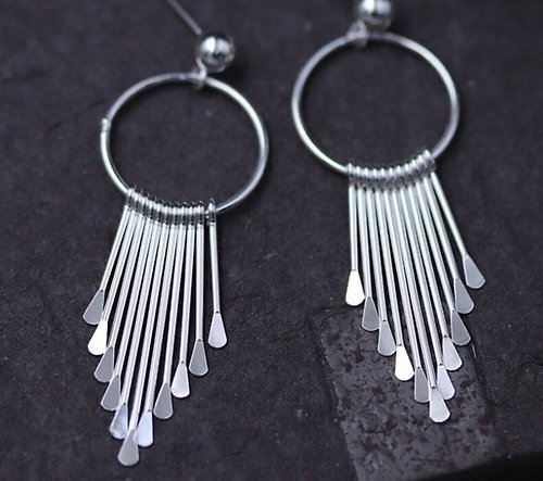 garyjewelry S925 Sterling Silver Women Personalized Nails Tassel Dangle Earrings Fashion