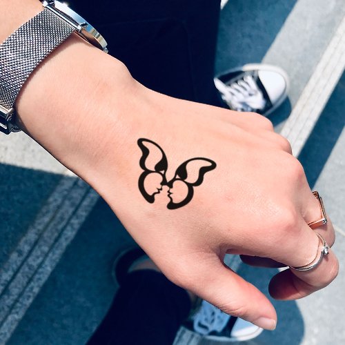OhMyTat OhMyTat 蝴蝶之吻 Butterfly Kisses 刺青圖案紋身貼紙 (2 張)