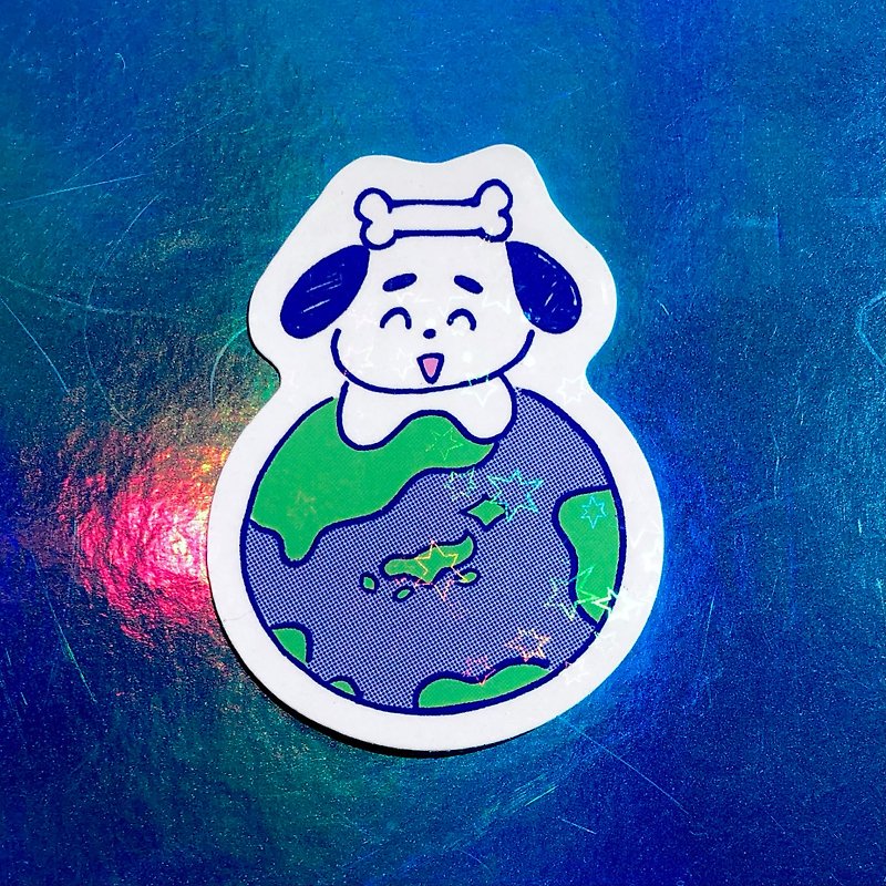 Holographic sticker Earth Dog - สติกเกอร์ - กระดาษ 
