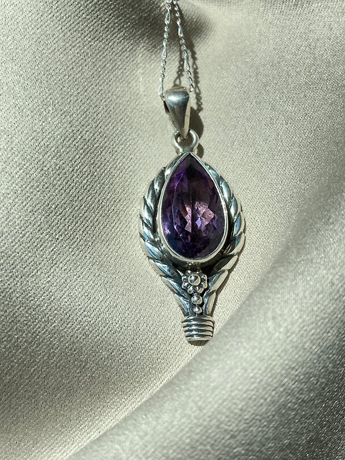 Nellie 奈爾里 天然 紫水晶 墜 項鍊 尼泊爾 手工製 925純銀
