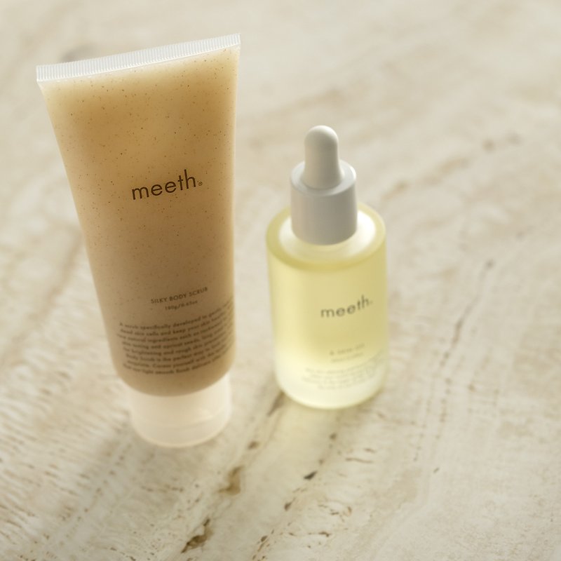 meeth body care set | all-purpose beauty oil & seaweed scrub - Skincare & Massage Oils - Essential Oils Yellow