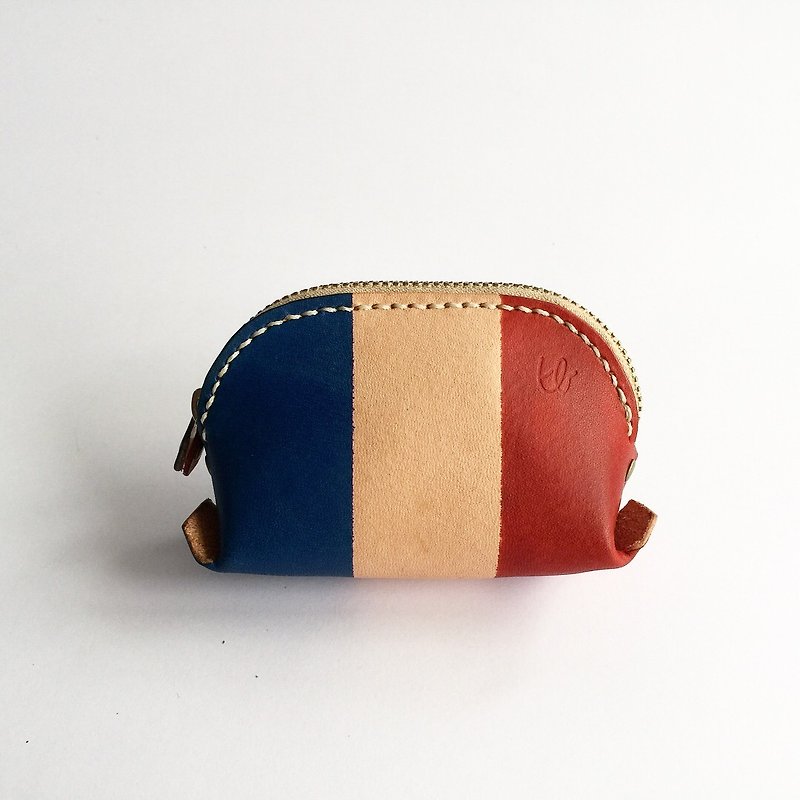 Yeebee - French flag shell bag - Coin Purses - Genuine Leather 