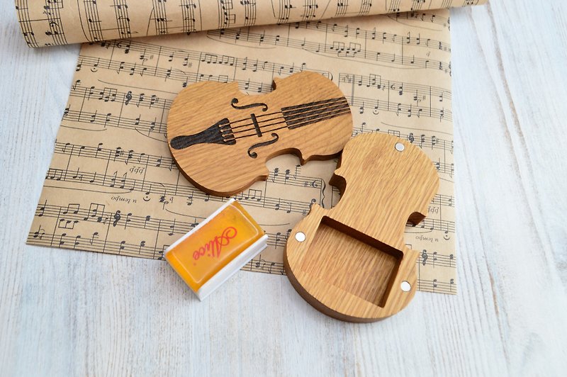 Violin shaped box for rosin storage, personalized cello box for strings rosin - Guitars & Music Instruments - Wood Multicolor