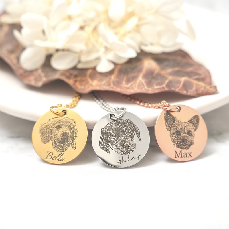 Pet Necklace in Gold, Silver, Rose Gold • Dog Necklace Cat Necklace Customized - สร้อยคอ - สแตนเลส 