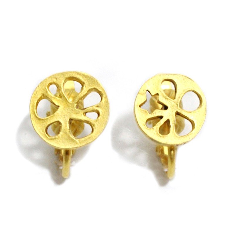 Lotus Root Earring lotus Clip-On EA066 - Earrings & Clip-ons - Other Metals Gold