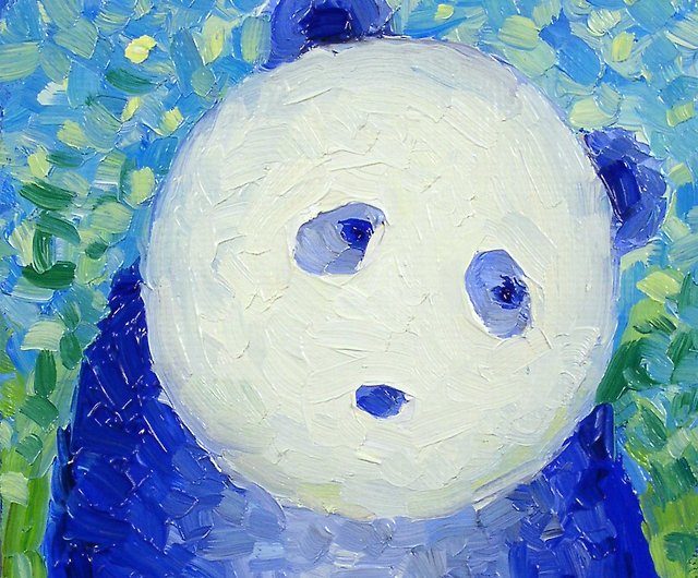 油絵 かわいいパンダ ブルー ミニ絵画 ブルー パンダ 壁の装飾油絵 