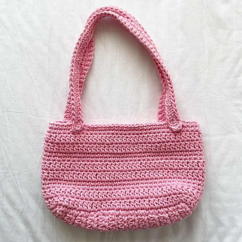 cotton knitted tote bag (pink) - 手提包/手提袋 - 棉．麻 粉紅色