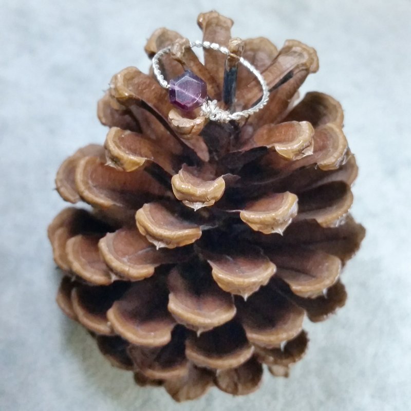 訂製石榴石鍍金/鍍銀鍊條硬戒指 Garnet gold-plated/silver-plate ring, please provide ring size when order - 戒指 - 寶石 紅色