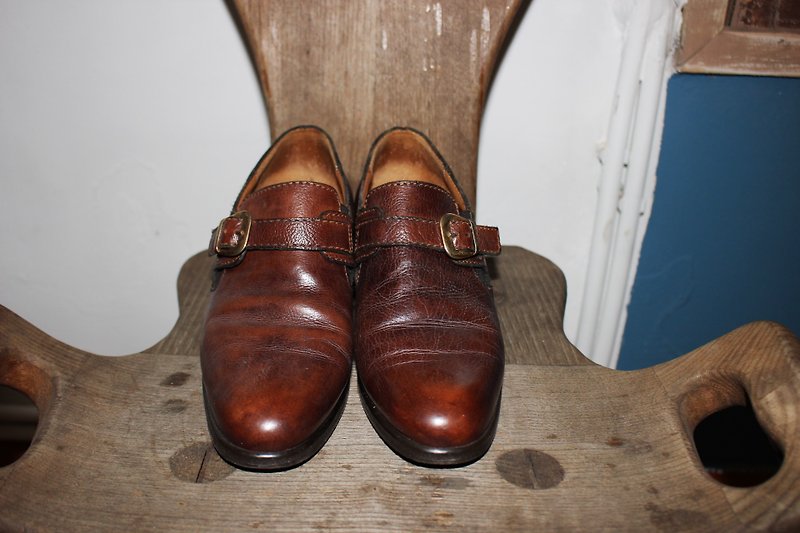 S110（ビンテージ）イタリア製茶色の革の靴（24〜24.5センチメートル）（イタリア製）サイズ：39 - スリッポン - 革 ブラウン