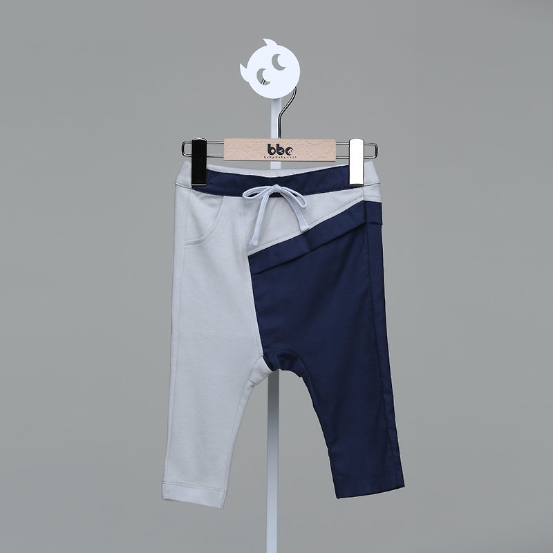 Thin material stitching pants (white/grey) - อื่นๆ - ผ้าฝ้าย/ผ้าลินิน สีเทา