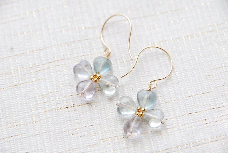 Flower flower earrings no.8 (14 kgf) - Earrings & Clip-ons - Gemstone Green