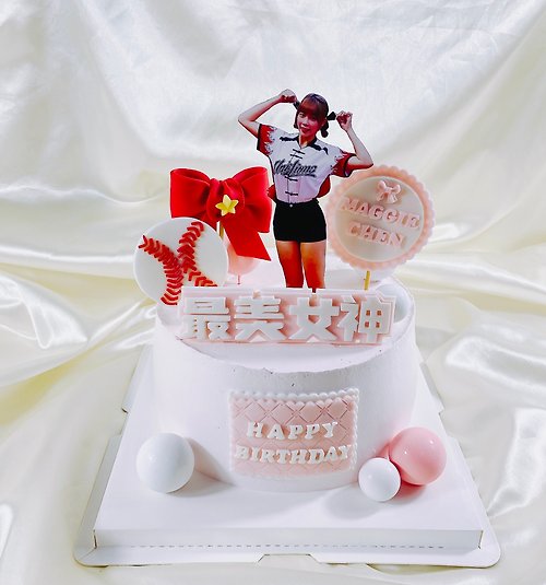 GJ.cake 棒球啦啦隊 棒球 女神 生日蛋糕 客製 翻糖 造型 6 8吋 面交