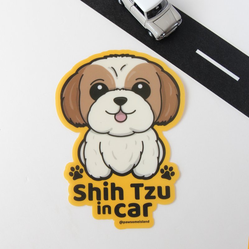 Pawsome Island 西施犬車貼15cm 靜電貼 狗狗控車窗內貼外向 - 貼紙 - 防水材質 多色