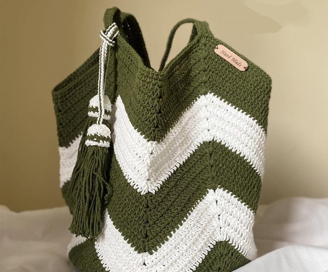 Bag/handmade Bag/hand Woven Bag/crochet Bag/knitted Bag/white 