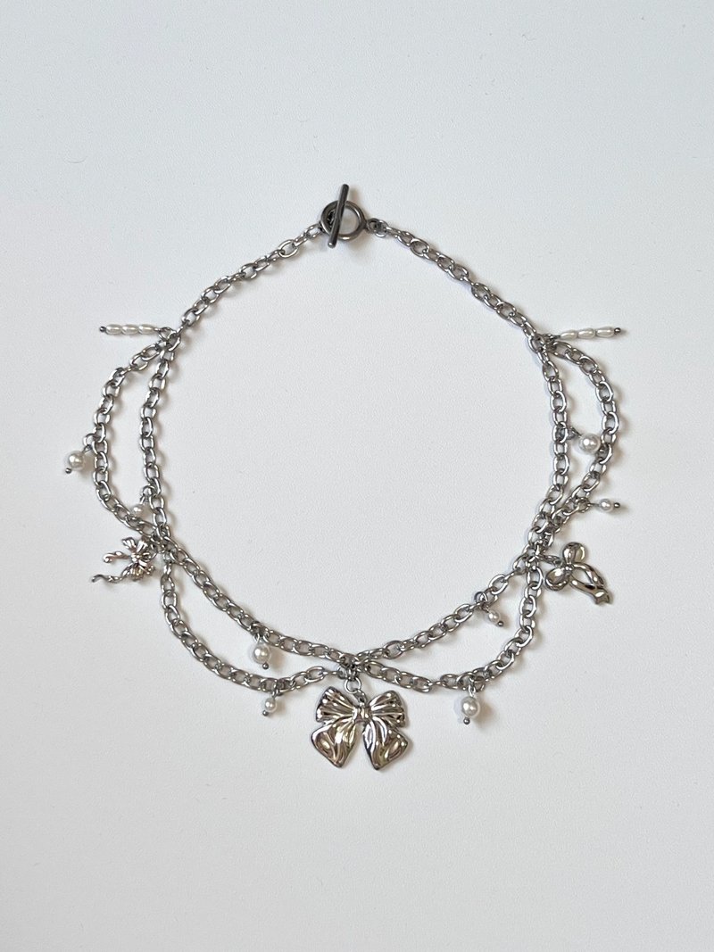 Ribbon in Castle Necklace丨蝴蝶結城堡公主風頸鏈 - 項鍊 - 珍珠 