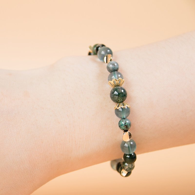 Gemini Ruruo Bird crystal bracelet water grass agate silicon Stone Teal Stone - สร้อยข้อมือ - คริสตัล สีน้ำเงิน