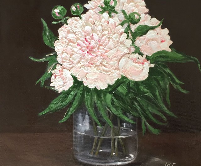 品多く 油絵白牡丹の花束壁の装飾花の絵画印象派アート - ショップ Gala 絵画