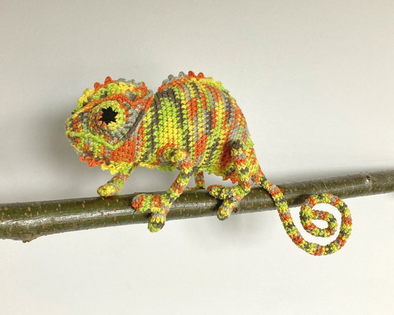 Crochet chameleon, Plush chameleon, Crochet lizard, Amigurumi chameleon - 寶寶/兒童玩具/玩偶 - 棉．麻 多色