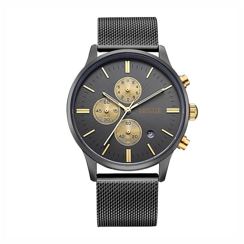 BAOGELA  -  STELVIOシリーズブラックゴールドダイアル/ミラノ調節可能なストラップ時計 - 腕時計 - 金属 ブラック