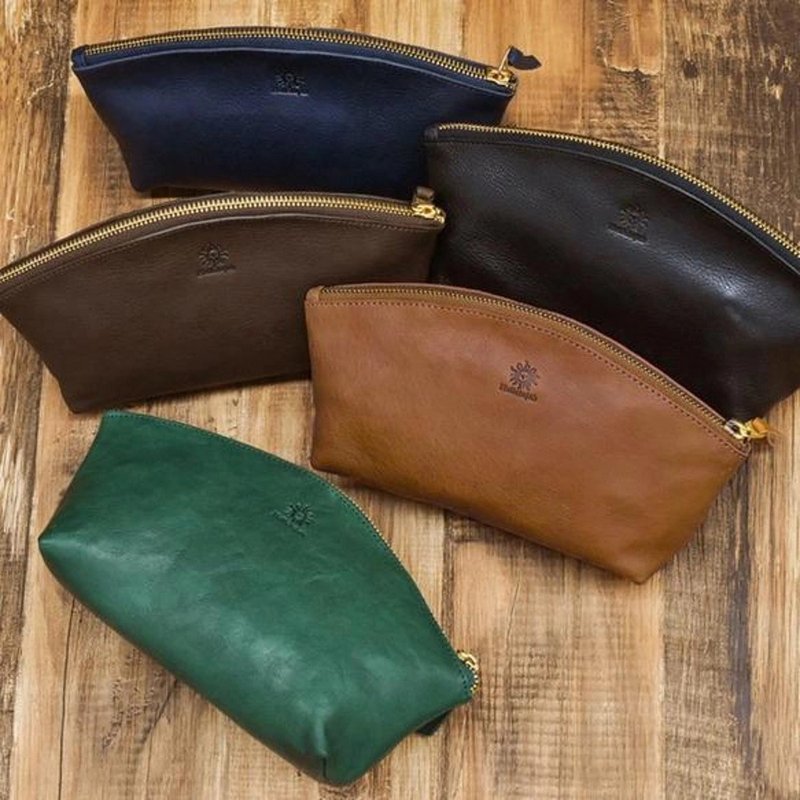 Genuine leather pouch, soft tanned leather, large capacity pouch, makeup case, cowhide, genuine leather, vegetable tanned, HAK058 - กระเป๋าเครื่องสำอาง - หนังแท้ หลากหลายสี