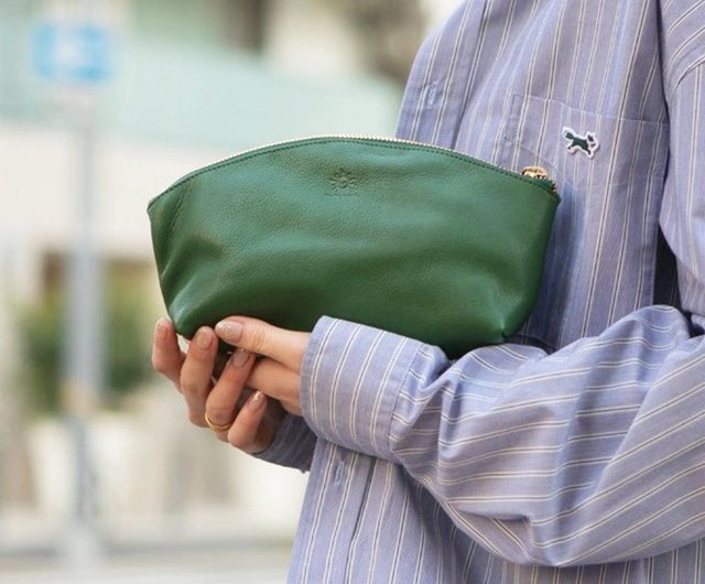 本革ポーチ 柔らかいヌメ革 大容量 ポーチ Makeup case 牛革 本