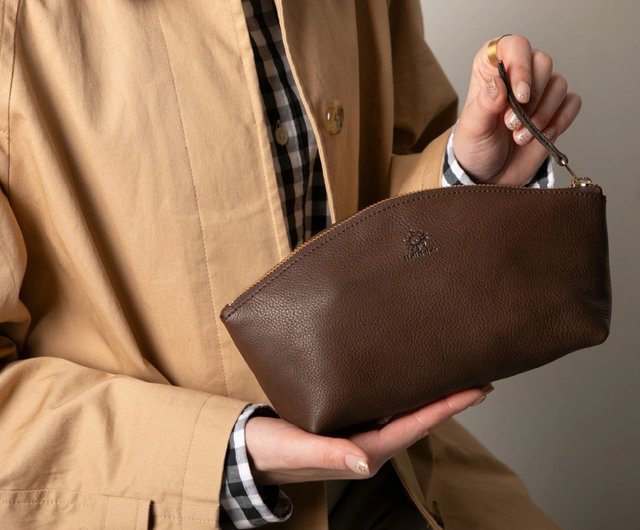 本革ポーチ 柔らかいヌメ革 大容量 ポーチ Makeup case 牛革 本
