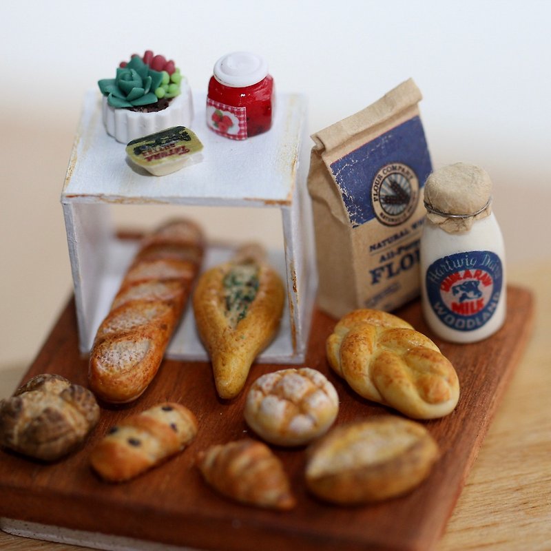 袖珍麵包場景 Miniature Bread Set - 其他 - 黏土 咖啡色